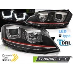 HEADLIGHTS U-LED LIGHT DRL BLACK RDD LINE SEQ fits VW GOLF 7 11.12-17, Golf 7