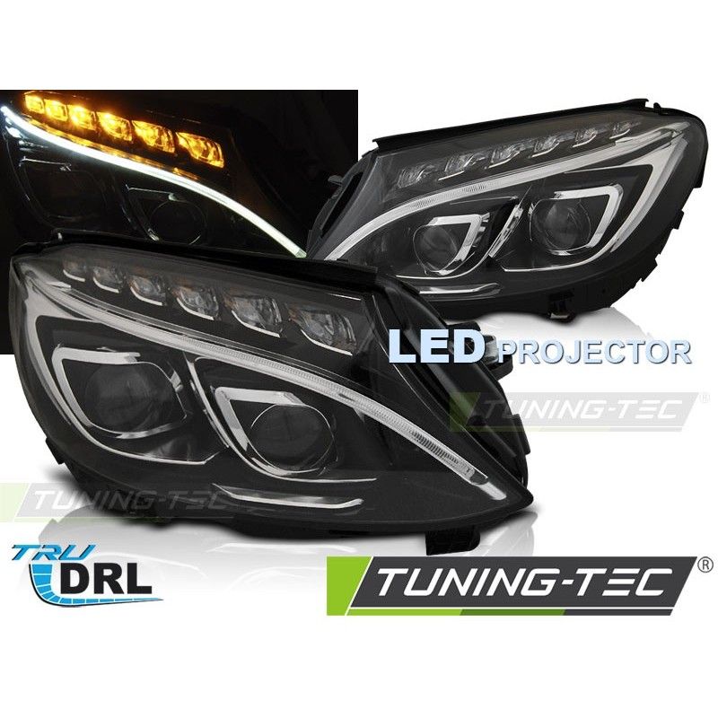 HEADLIGHTS TRUE DRL BLACK fits MERCEDES W205 14-18, Eclairage Mercedes