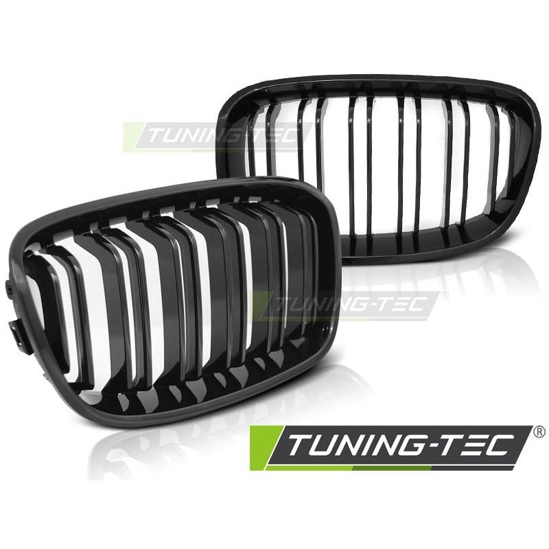 GRILLE GLOSSY BLACK DOUBLE BAR SPORT LOOK fits BMW F20 F21 11-12.14, Serie 1 F20/ F21