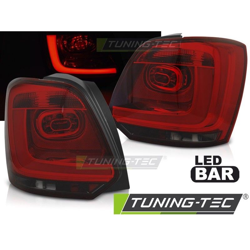 LED BAR TAIL LIGHTS RED SMOKE fits VW POLO 09-14, Polo V 6R 09-14