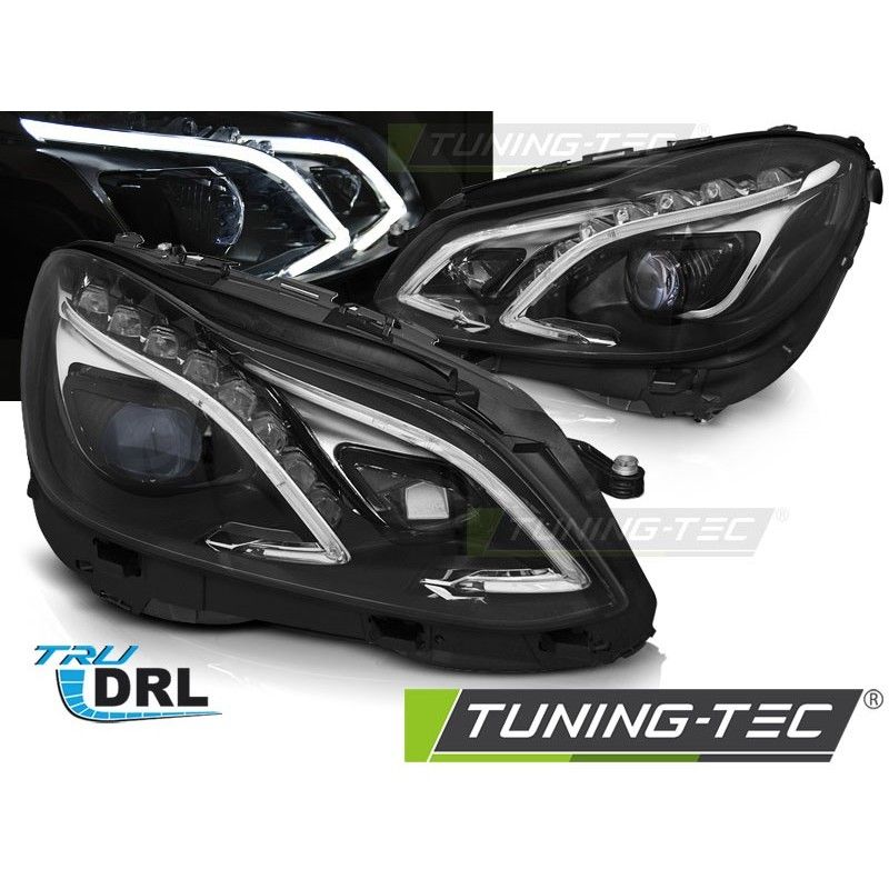 HEADLIGHTS TRUE DRL BLACK fits MERCEDES W212 13-16, Eclairage Mercedes