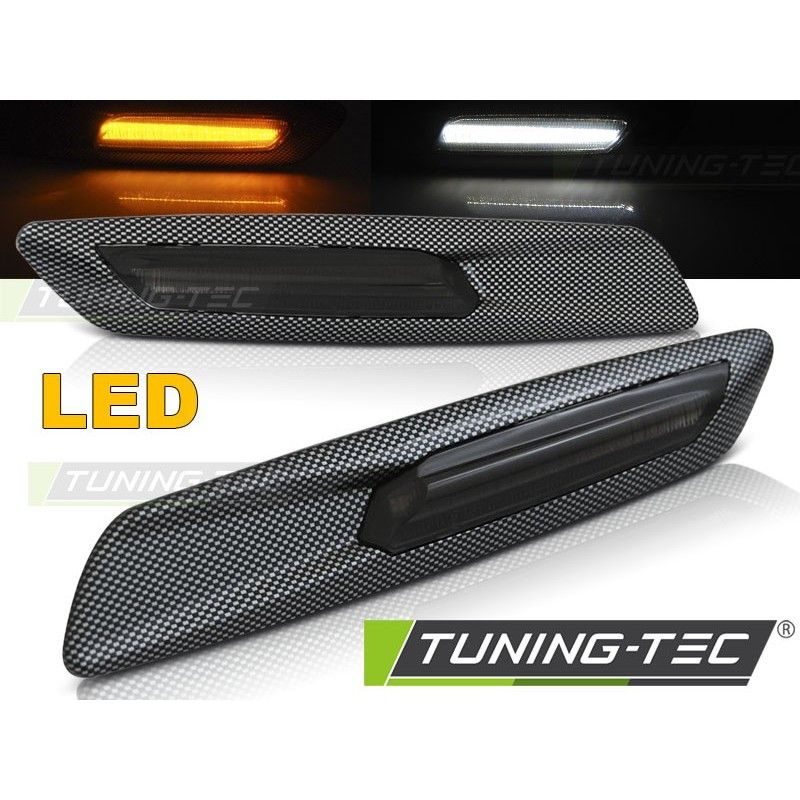 SIDE DIRECTION SMOKE LED CARBON F10 STYLE fits BMW E60/ E90/ E92/ E82, Eclairage Bmw