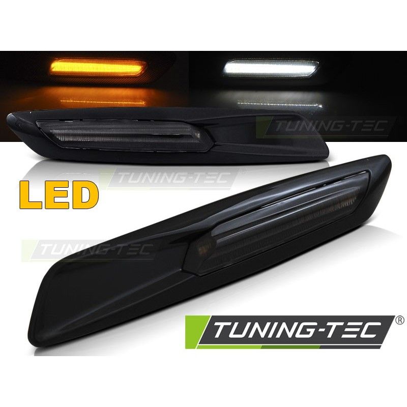 SIDE DIRECTION SMOKE GLOSSY BLACK LED F10 STYLE fits BMW E60/ E90/ E92/ E82, Eclairage Bmw