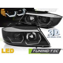 HEADLIGHTS ANGEL EYES LED 3D BLACK fits BMW E90/E91 05-08, Bmw