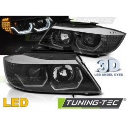 HEADLIGHTS ANGEL EYES LED 3D BLACK fits BMW E90/E91 05-08, Eclairage Bmw