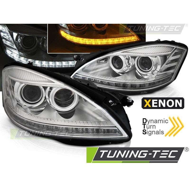 XENON HEADLIGHTS DAYLIGHT CHROME SEQ fits MERCEDES W221 05-09, Eclairage Mercedes