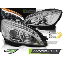 HEADLIGHTS TUBE LIGHT CHROME SEQ fits MERCEDES W204 07-10, Eclairage Mercedes