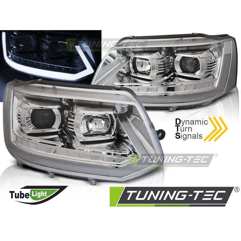 HEADLIGHTS TUBE LIGHT CHROME SEQ fits VW T5 2010-2015, Eclairage Volkswagen