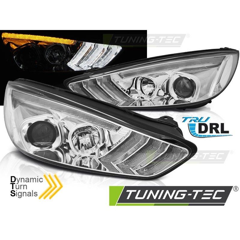 FORD FOCUS MK3 15-18 CHROME DRL LED SEQ INDICAOR, Eclairage Ford