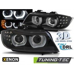 XENON HEADLIGHTS ANGEL EYES LED DRL BLACK fits BMW E90/E91 09-11, Bmw
