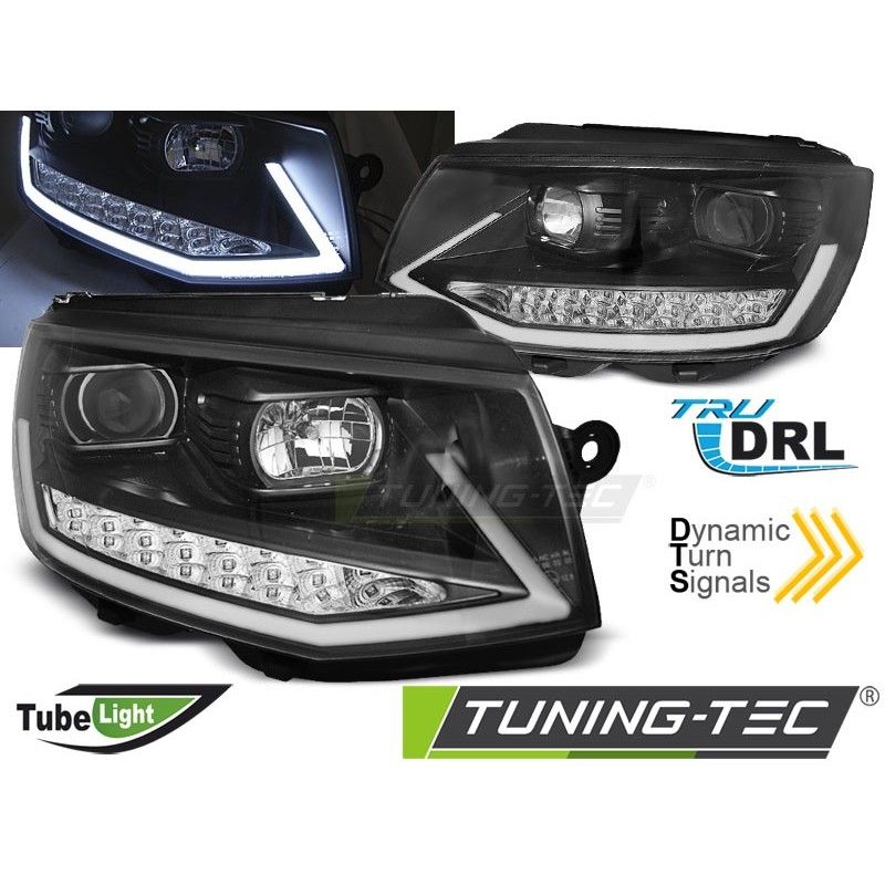 HEADLIGHTS TUBE LIGHT DRL BLACK CHROME SEQ fits VW T6 15-19, Eclairage Volkswagen