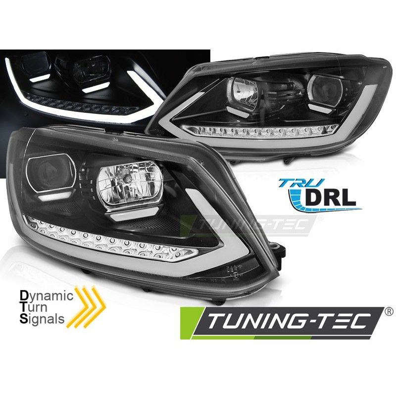 HEADLIGHTS TUBE LIGHT DRL BLACK SEQ fits VW TOURAN II 08.10-15, Eclairage Volkswagen