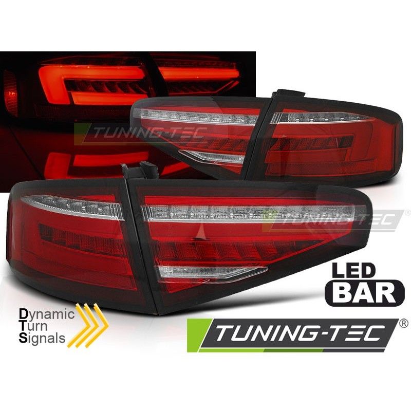 LED BAR TAIL LIGHTS RED WHIE SEQ fits AUDI A4 B8 12-15 SEDAN OEM LED, Eclairage Audi