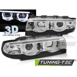 HEADLIGHTS ANGEL EYES LED 3D CHROME fits BMW E38 94-01, Eclairage Bmw