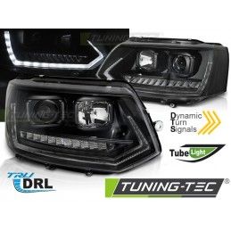 HEADLIGHTS TUBE LIGHT DRL BLACK SEQ fits VW T5 2010-2015, Eclairage Volkswagen