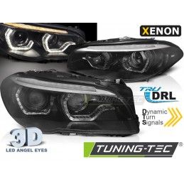 XENON HEADLIGHTS ANGEL EYES LED DRL BLACK SEQ fits BMW F10/F11 10-13, Eclairage Bmw