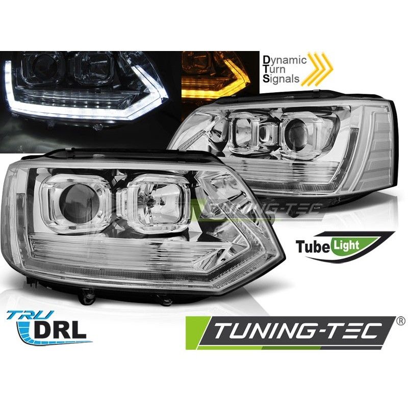 HEADLIGHTS TUBE LIGHT T6 LOOK CHROME fits VW T5 2010-2015, Eclairage Volkswagen