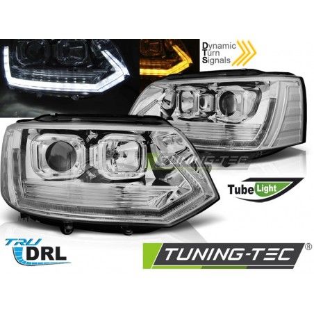 HEADLIGHTS TUBE LIGHT T6 LOOK CHROME fits VW T5 2010-2015, Eclairage Volkswagen