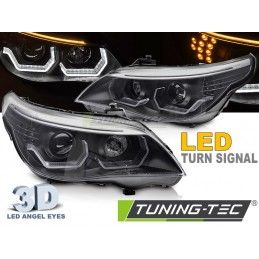HEADLIGHTS ANGEL EYES LED 3D BLACK fits BMW E60 E61 03-07, Nouveaux produits tuning-tec