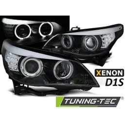 XENON D1S HEADLIGHTS ANGEL EYES BLACK LED INDICATOR fits BMW E60/E61 05-07, Nouveaux produits tuning-tec