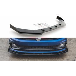 Maxton Racing Durability Front Splitter + Flaps Volkswagen Polo GTI Mk6 Black + Gloss Flaps , MAXTON DESIGN