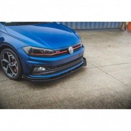 Maxton Racing Durability Front Splitter + Flaps Volkswagen Polo GTI Mk6 Black-Red + Gloss Flaps, MAXTON DESIGN