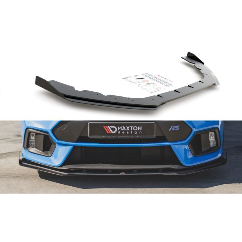 Maxton Racing Durability Front Splitter + Flaps Ford Focus RS Mk3 Black-Red + Gloss Flaps, MAXTON DESIGN