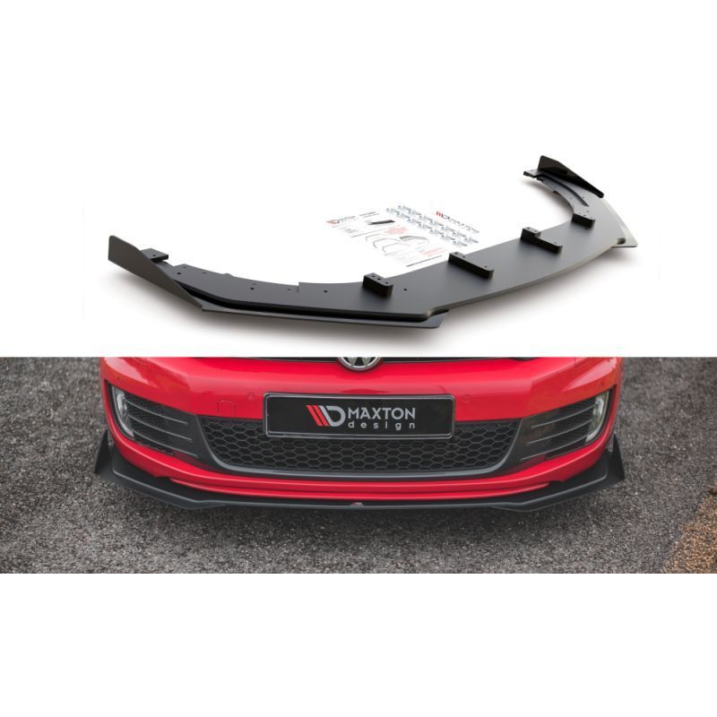 Maxton Racing Durability Front Splitter V.3 + Flaps Volkswagen Golf GTI Mk6 Black-Red + Gloss Flaps, MAXTON DESIGN