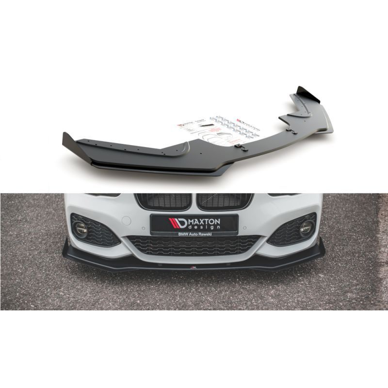 Maxton Racing Durability Front Splitter V.3 + Flaps for BMW 1 F20 M-Pack Facelift / M140i Black-Red + Gloss Flaps, MAXTON DESIG