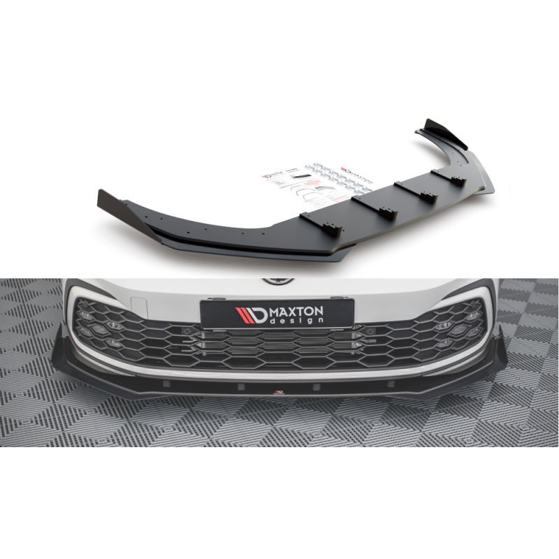 Maxton Racing Durability Front Splitter + Flaps Volkswagen Golf 8 GTI Black-Red + Gloss Flaps, MAXTON DESIGN