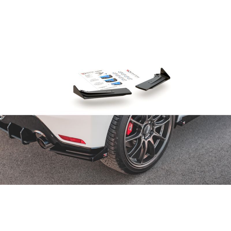 Maxton Racing Durability Rear Side Splitters + Flaps Toyota GR Yaris Mk4 Black + Gloss Flaps , MAXTON DESIGN