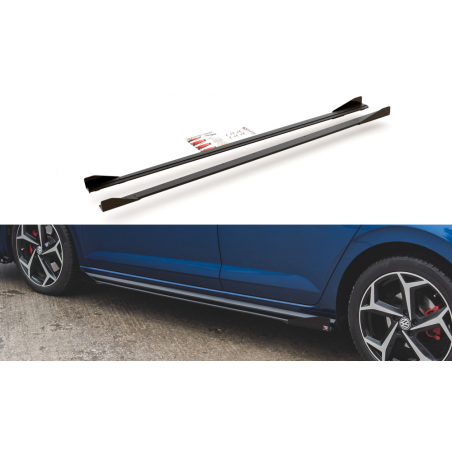 Maxton Racing Durability Side Skirts Diffusers + Flaps Volkswagen Polo GTI Mk6 Black + Gloss Flaps , MAXTON DESIGN