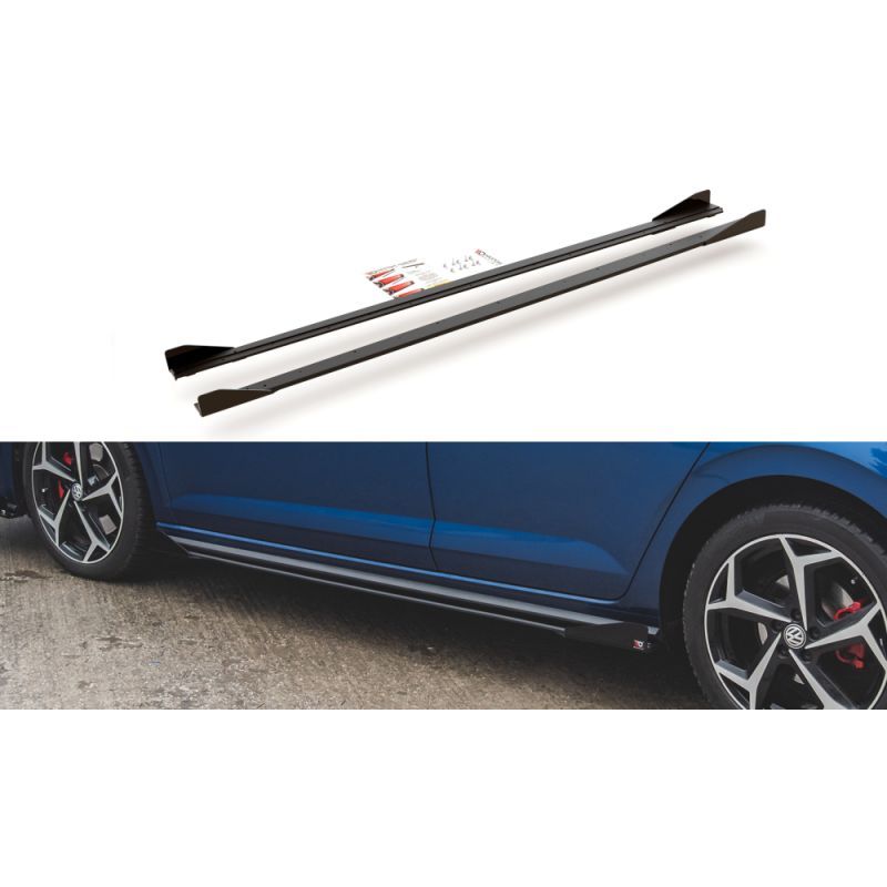 Maxton Racing Durability Side Skirts Diffusers + Flaps Volkswagen Polo GTI Mk6 Black-Red + Gloss Flaps, MAXTON DESIGN