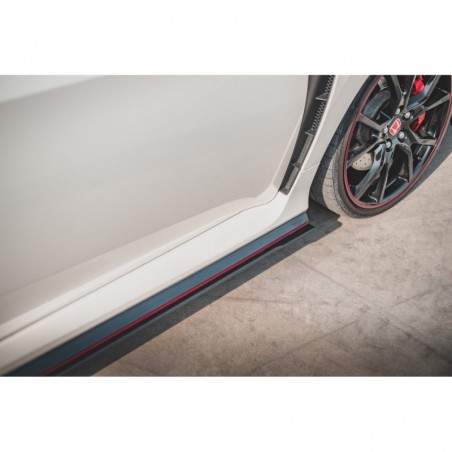Maxton Racing Durability Side Skirts Diffusers V.2 Honda Civic X Type-R Black-Red, MAXTON DESIGN