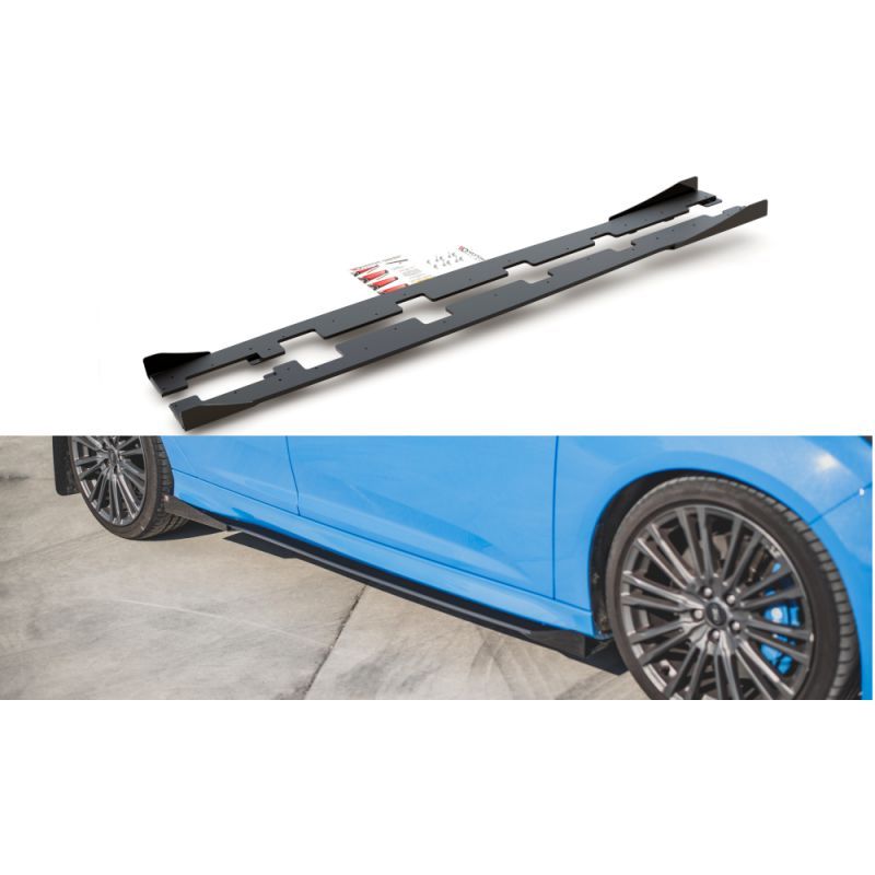 Maxton Racing Durability Side Skirts Diffusers + Flaps Ford Focus RS Mk3 Black-Red + Gloss Flaps, MAXTON DESIGN