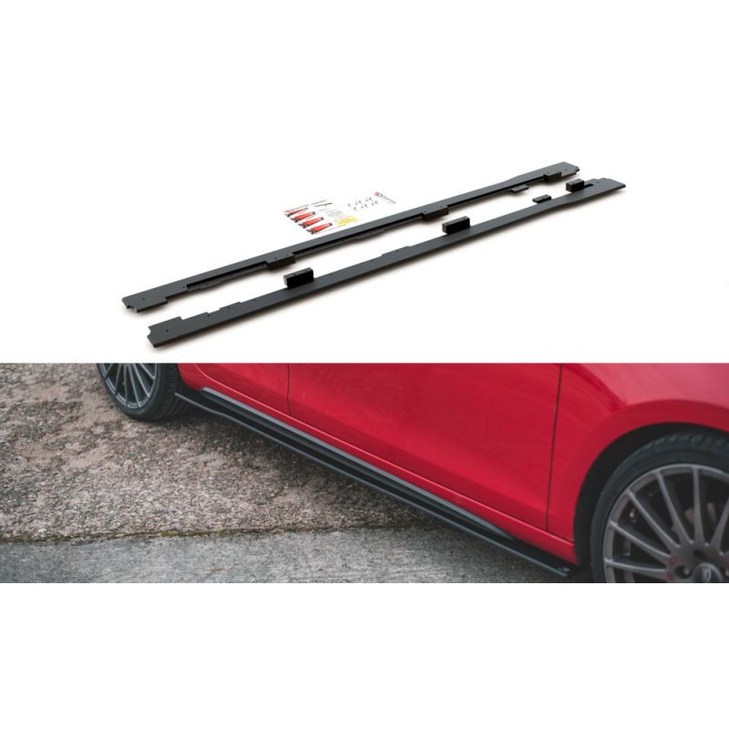 Maxton Racing Durability Side Skirts Diffusers Volkswagen Golf GTI Mk6 Black-Red, MAXTON DESIGN