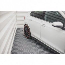 Maxton Racing Durability Side Skirts Diffusers + Flaps Volkswagen Golf 8 GTI / GTI Clubsport Black + Gloss Flaps , MAXTON DES