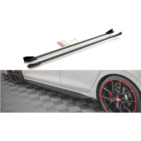 Maxton Racing Durability Side Skirts Diffusers + Flaps Volkswagen Golf 8 GTI / GTI Clubsport Black-Red + Gloss Flaps, MAXTON DES