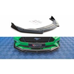 Maxton Front Splitter V.1 + Flaps Ford Mustang GT Mk6 Facelift Gloss Black, MAXTON DESIGN