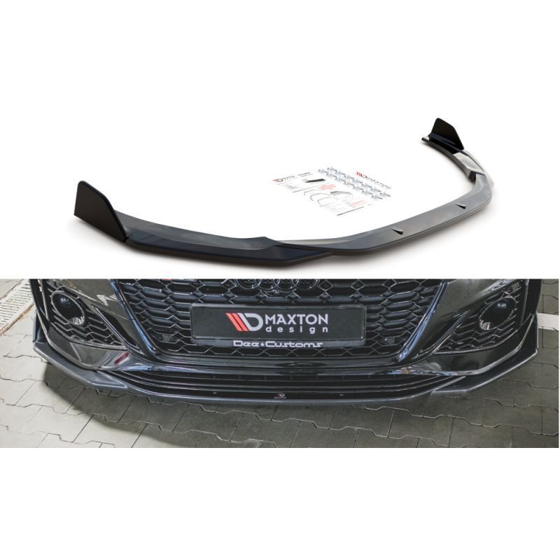 Maxton Front Splitter V.1 + Flaps Audi RS5 F5 Facelift Gloss Black, MAXTON DESIGN