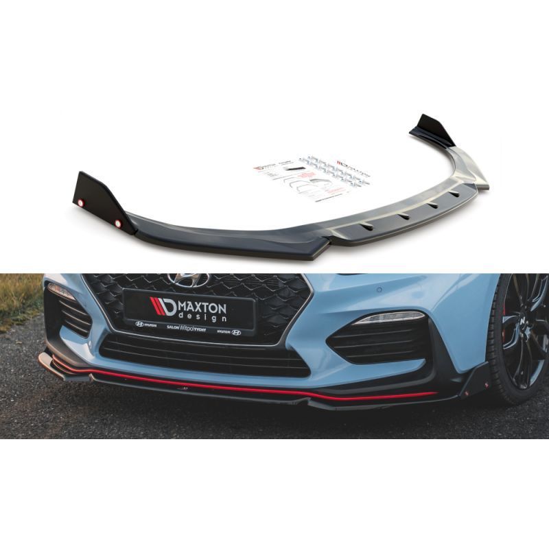 Maxton Front Splitter V.6 + Flaps Hyundai I30 N Mk3 Hatchback/Fastback Gloss Black, MAXTON DESIGN