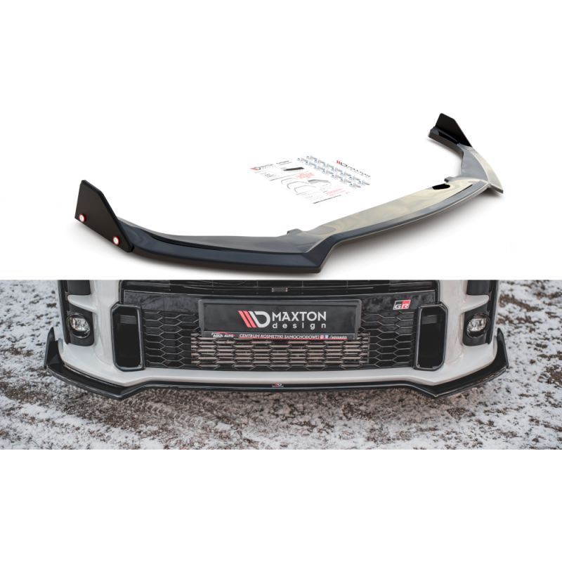 Maxton Front Splitter V.3 + Flaps Toyota GR Yaris Mk4 Gloss Black, MAXTON DESIGN