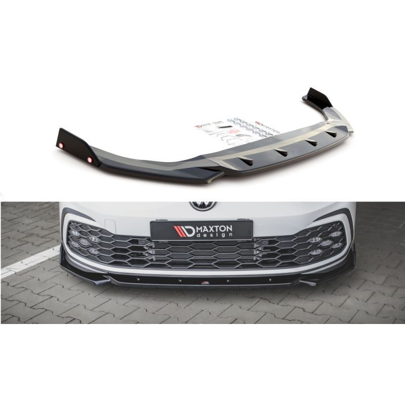 Maxton Front Splitter V.2 + Flaps Volkswagen Golf 8 GTI Gloss Black, MAXTON DESIGN