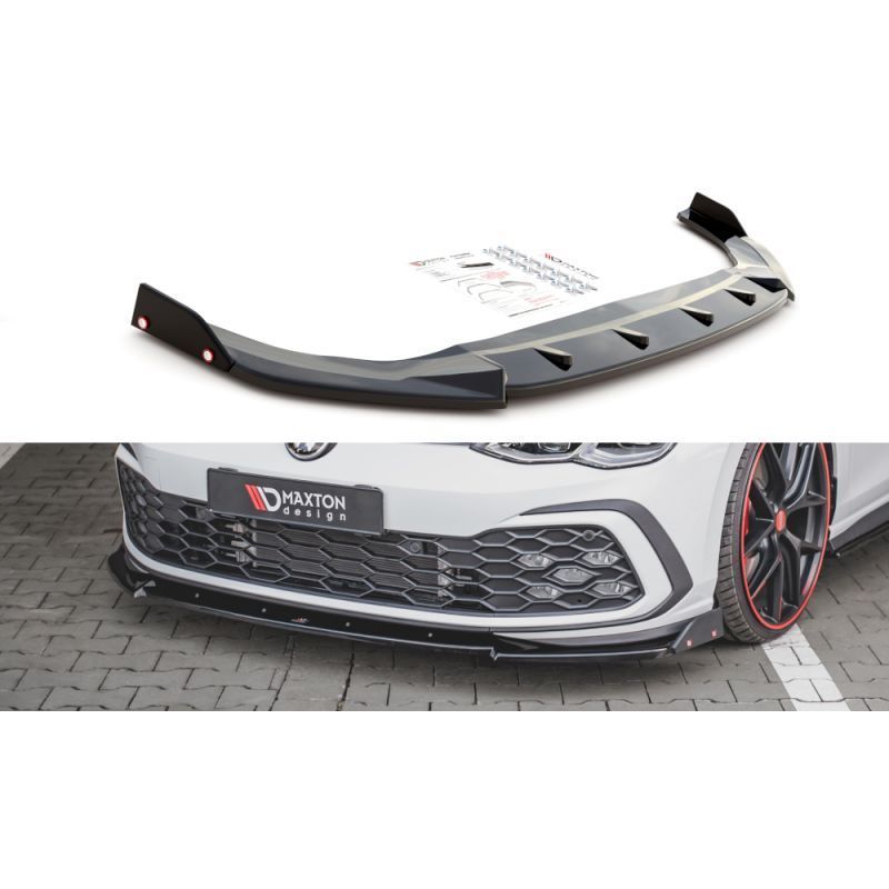 Maxton Front Splitter V.3 + Flaps Volkswagen Golf 8 GTI Gloss Black, MAXTON DESIGN