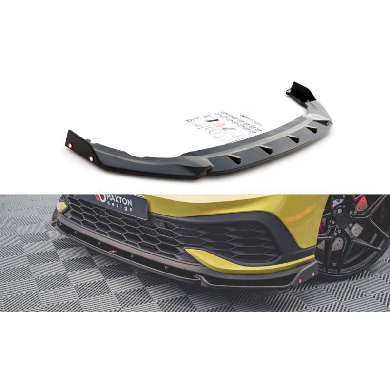 Maxton Front Splitter V.1 + Flaps Volkswagen Golf 8 GTI Clubsport Gloss Black, MAXTON DESIGN