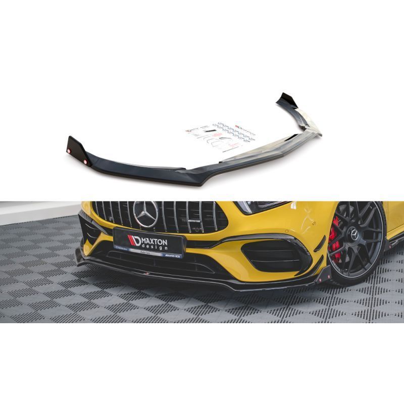 Maxton Front Splitter V.3 + Flaps Mercedes-AMG A45 S Gloss Black, MAXTON DESIGN