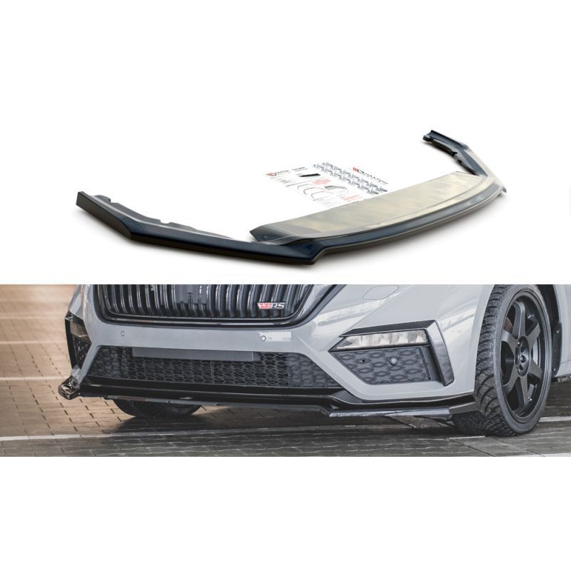 Maxton Front Splitter V.4 Skoda Octavia RS Mk4 Gloss Black, MAXTON DESIGN