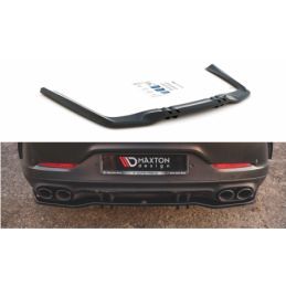 Maxton Central Rear Splitter (with vertical bars) Mercedes-AMG 53 4 Door Coupe Gloss Black, MAXTON DESIGN