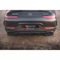 Maxton Central Rear Splitter (with vertical bars) Mercedes-AMG 53 4 Door Coupe Gloss Black, MAXTON DESIGN