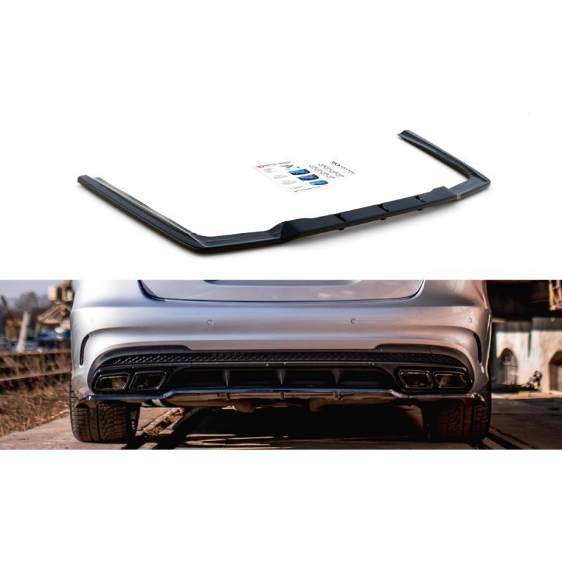 Maxton Central Rear Splitter (with vertical bars) Mercedes-Benz E63 AMG Sedan W212 Facelift Gloss Black, MAXTON DESIGN